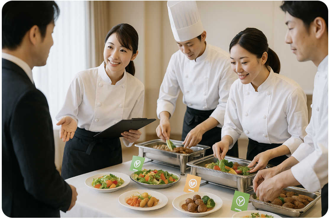 シェフとスタッフが要望に合わせた料理を提供する柔軟なケータリング